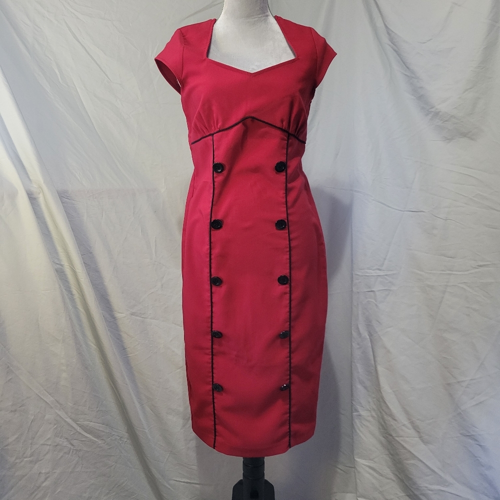 Folter Red Black Sheath Wiggle Dress